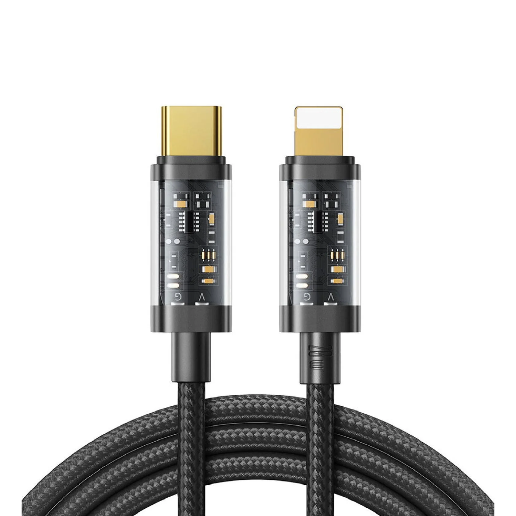 PROTECT  Charge and Data Nylon Braided Cable, Type-C to Lightning, 1.2 Meter, Black, CL120