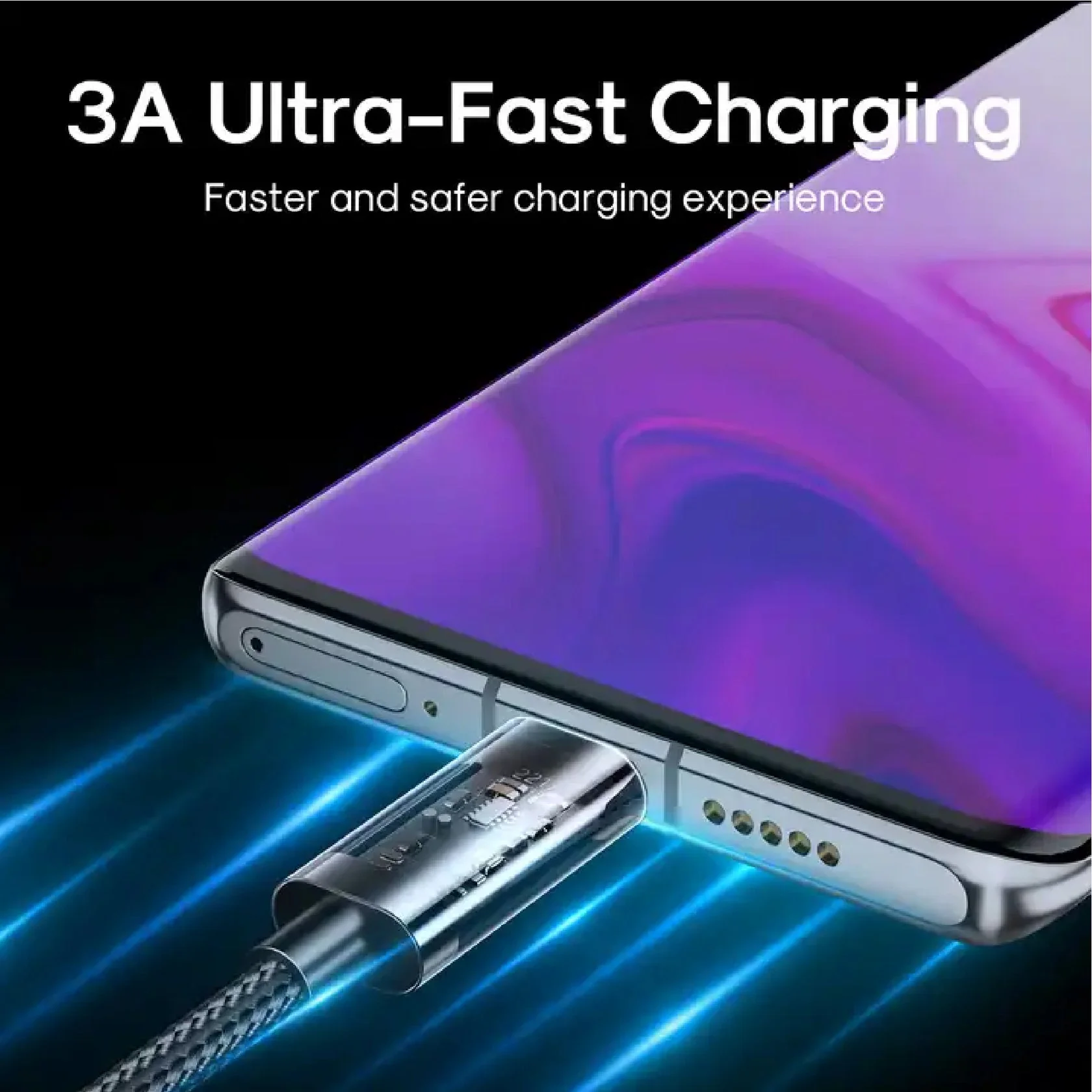 PROTECT  Charge and Data Nylon Braided Cable, Type-C to Lightning, 1.2 Meter, Black, CL120 - Image 5