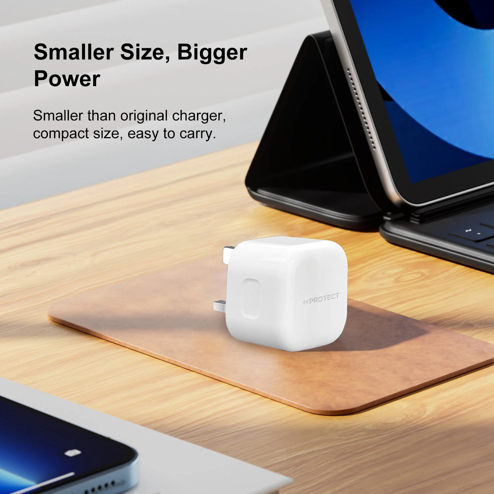 PROTECT Dual Type C GAN Power Adapter, 45W, Fast charging, Dual output, Type C, White, PD6050 - Image 6