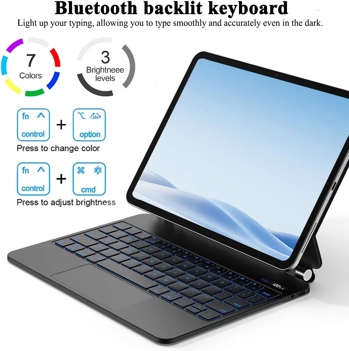 PROTECT iPad 10.9inch / 11 inch Magnetic Tablet Keyboard, Bluetooth, With Trackpad, Backlit, Grey, HL118-128 - Image 3