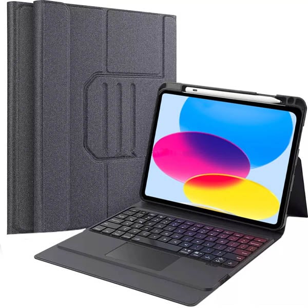 PROTECT  iPad 10th Gen Detachable iPad Keyboard, Trifold Stand, Pen Slot, Backlit, Grey, WR112 - Image 2