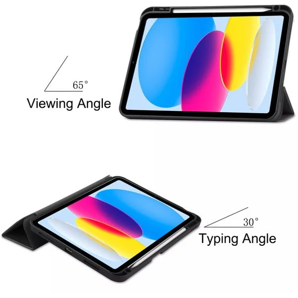 PROTECT iPad 10th Gen Protective Ipad Cover, With Screen Protector, Silcon, Trifold Stand , Auto Wakeup Sleep, Pen Slot, Black, PIPAD10BLK - Image 4