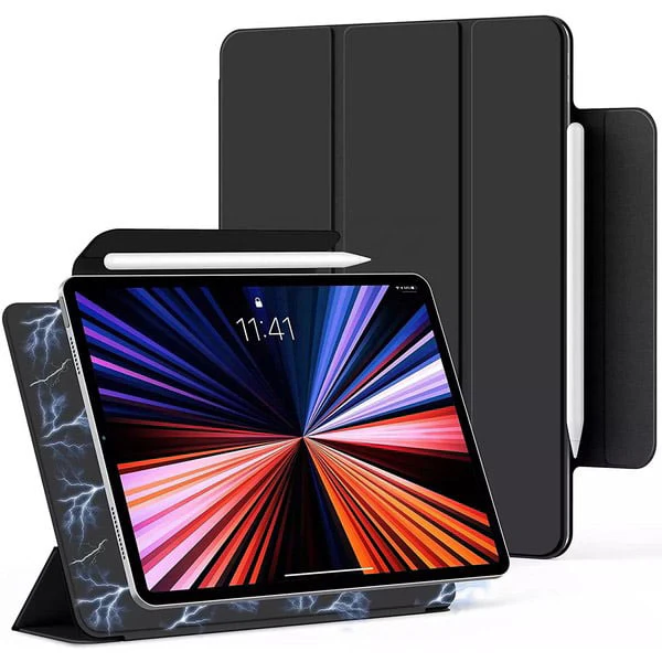 PROTECT  ipad Pro 13 inch 2024 Magnetic Ipad Cover, Trifold Stand, Auto Sleep / Wake up, Silicon, Black, MIPADP13SBLK