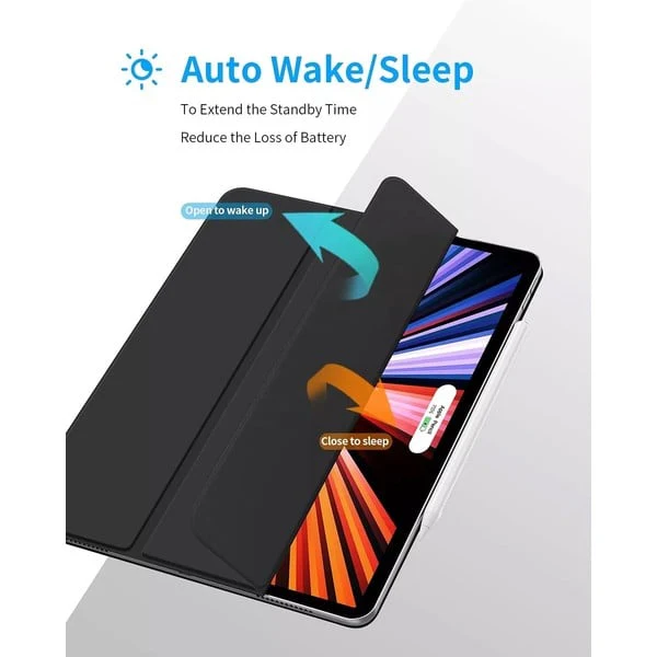 PROTECT  ipad Pro 13 inch 2024 Magnetic Ipad Cover, Trifold Stand, Auto Sleep / Wake up, Silicon, Black, MIPADP13SBLK - Image 2