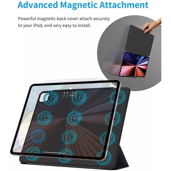 PROTECT  ipad Pro 13 inch 2024 Magnetic Ipad Cover, Trifold Stand, Auto Sleep / Wake up, Silicon, Black, MIPADP13SBLK - Image 3