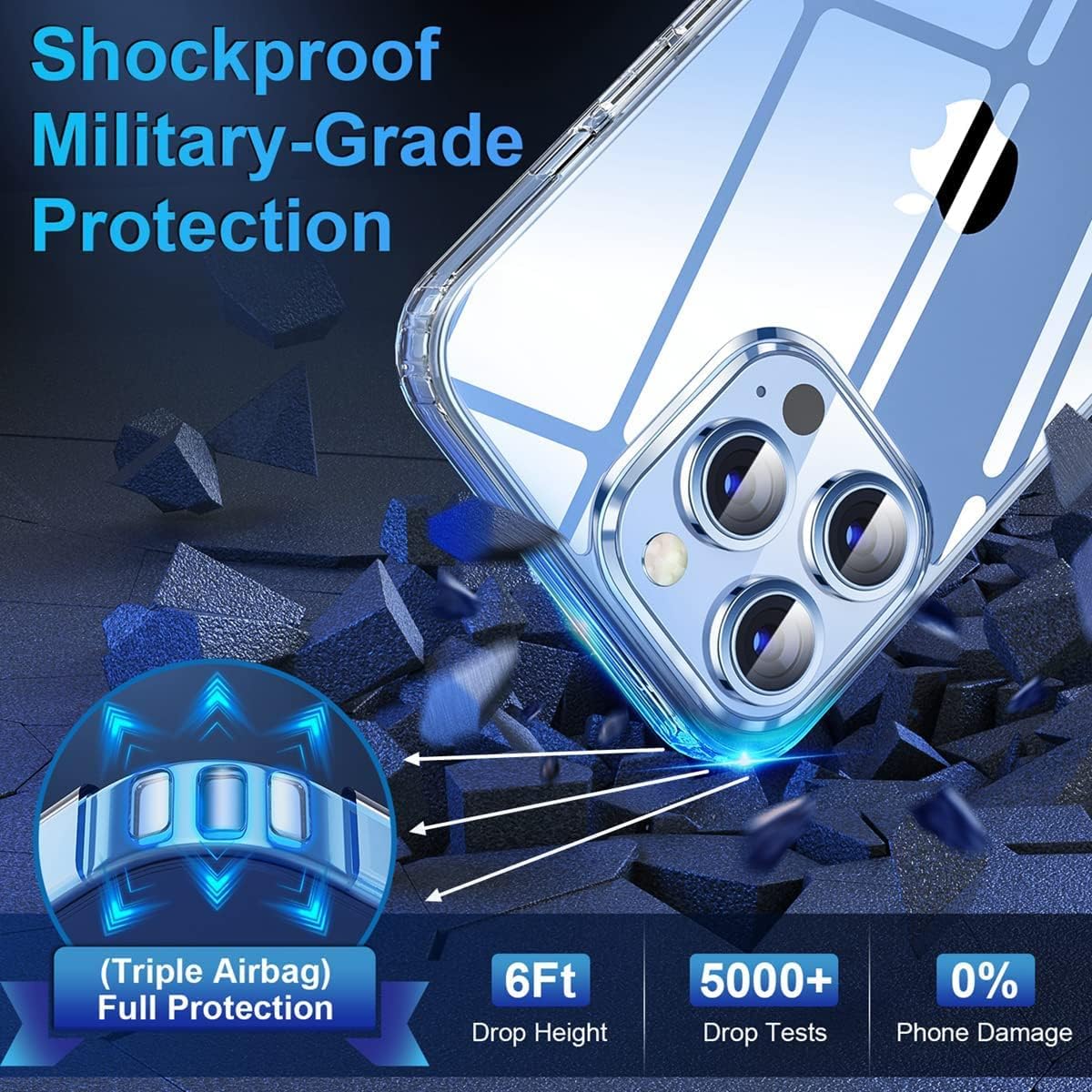 PROTECT iPhone 13 Pro Lucid Phone Case, Anti Scratch, Bundle, Screen Protector included, Protective, Clear, LIP13P - Image 3