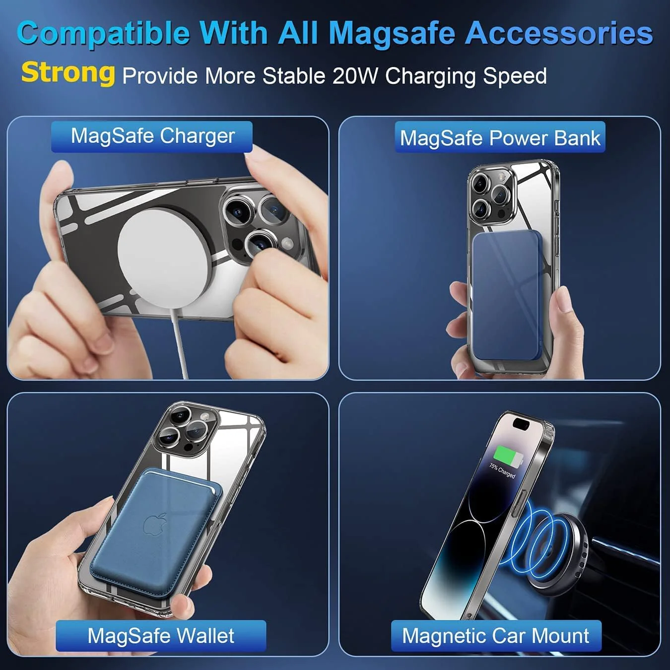 PROTECT  iPhone 14 Pro Magsafe Phone Case, Anti Scratch, Bundle, Screen Protector included, Protective, Clear, MSIP14P - Image 3