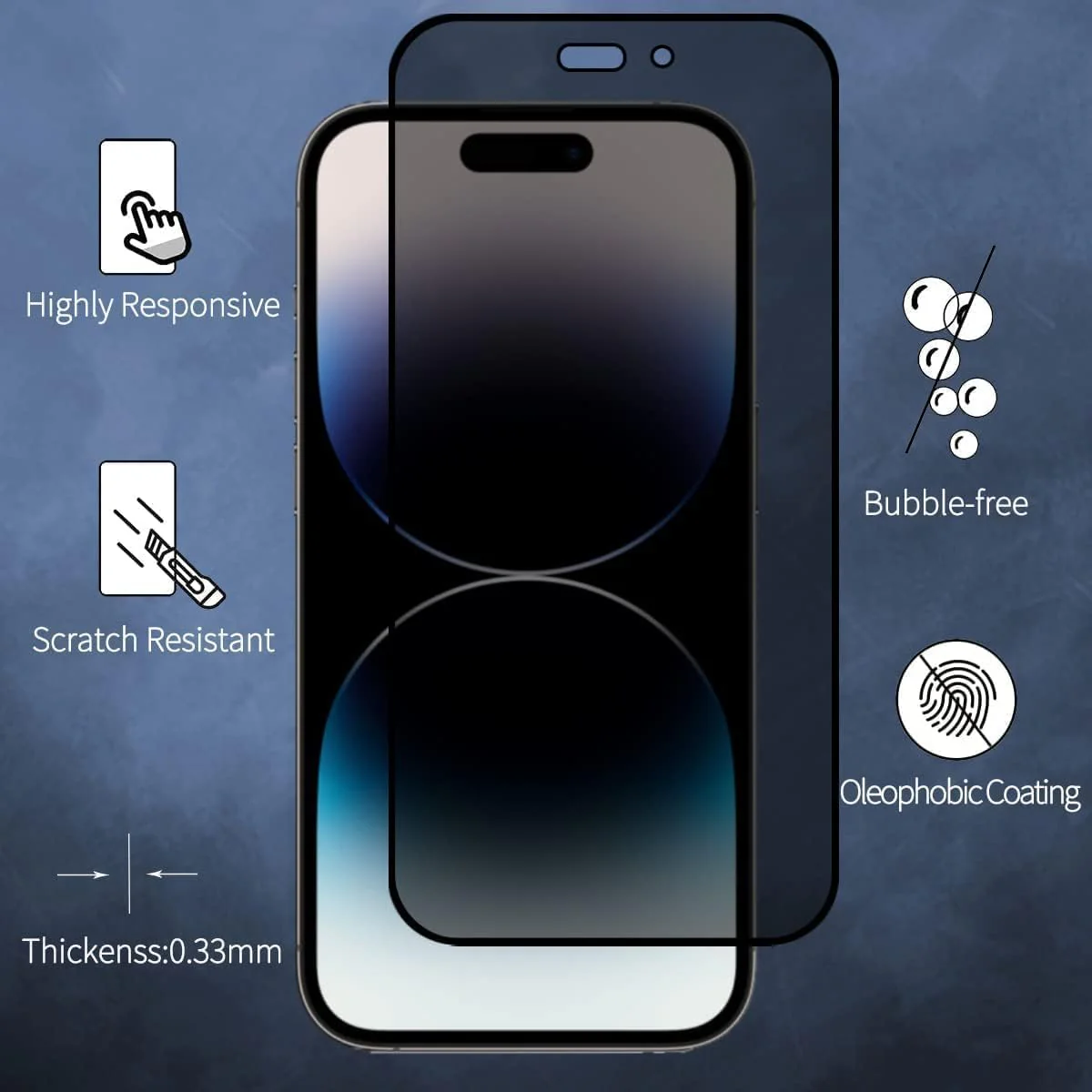 PROTECT  iPhone 14 Pro Max Privacy Screen Protector,  9D Tempered Glass, Anti Scratch, Matte , Black, PIP14PM - Image 2