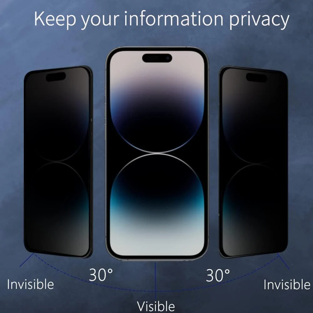 PROTECT  iPhone 14 Pro Max Privacy Screen Protector,  9D Tempered Glass, Anti Scratch, Matte , Black, PIP14PM - Image 4
