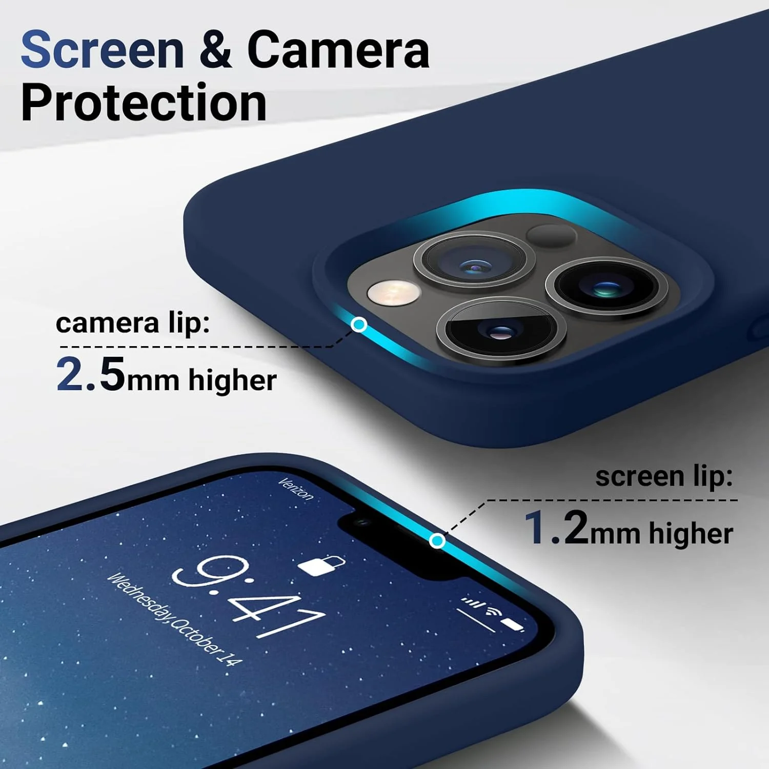 PROTECT  iPhone 14 Pro Max Silicon Phone Case, Magsafe, Bundle, Screen Protector included, Protective, Anti Scratch, Blue, SMIP14PMBLU - Image 3
