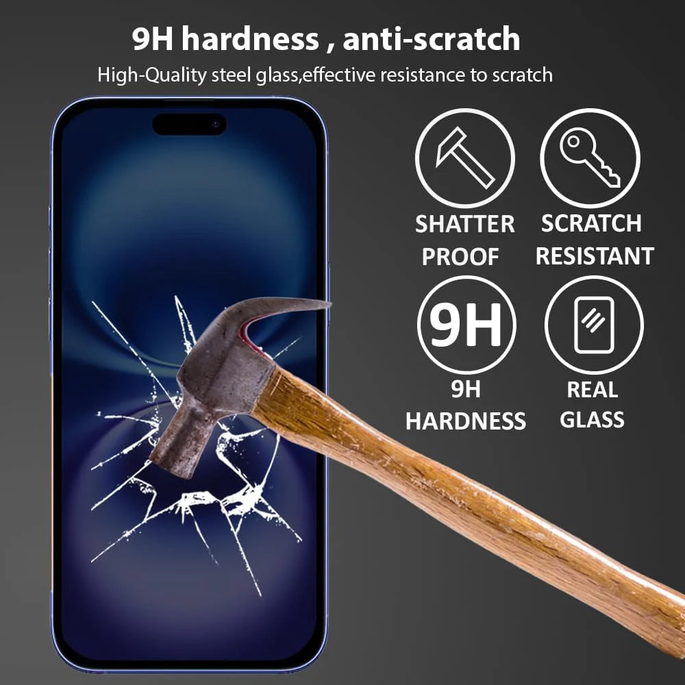 PROTECT  iPhone 16 Privacy Screen Protector,  9D Tempered Glass, Anti Scratch, Matte , Black, PIP16 - Image 4