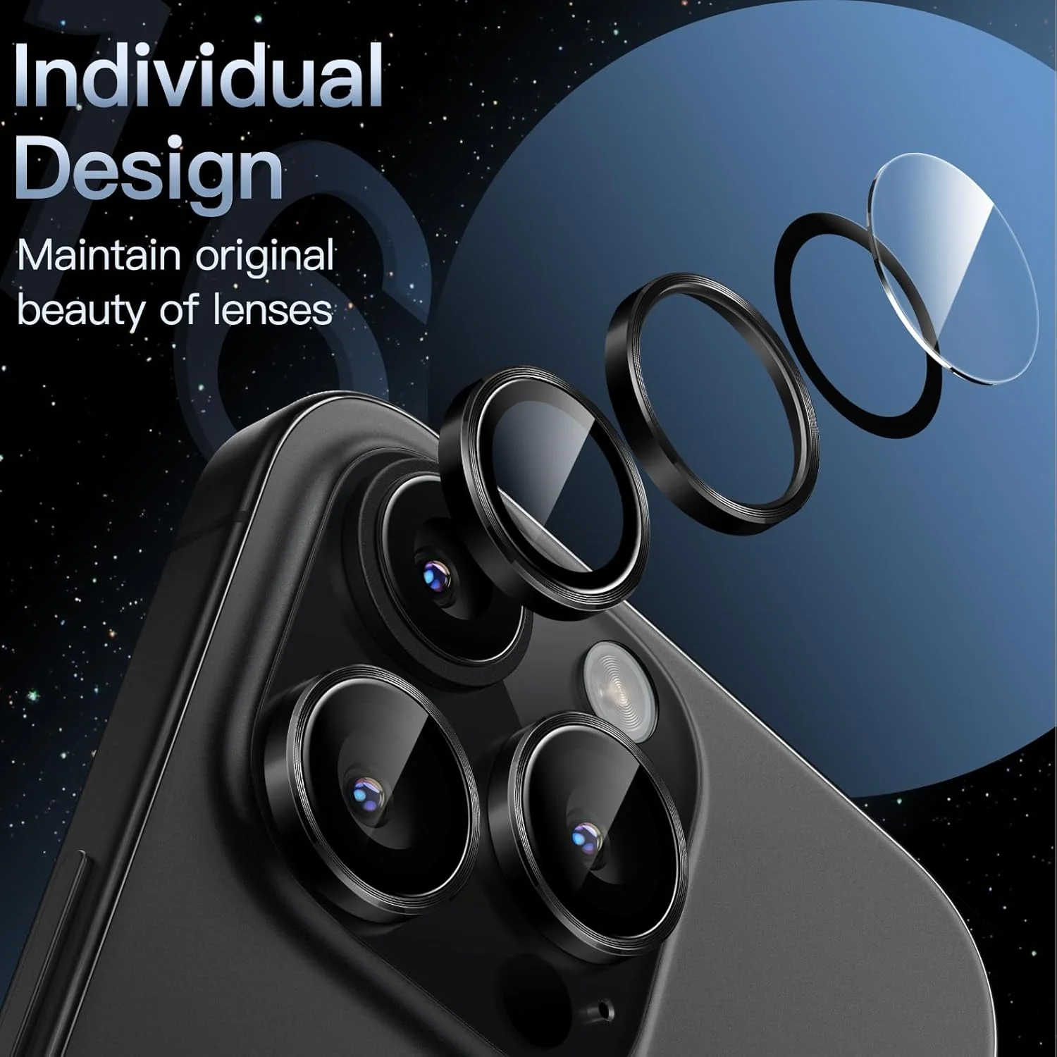 PROTECT iPhone 16 Pro Xzoom Lens Protector, Sapphire Glass, Alloy Material, Ultra Clear, Premium Finish, Black, XIP16PBLK - Image 3