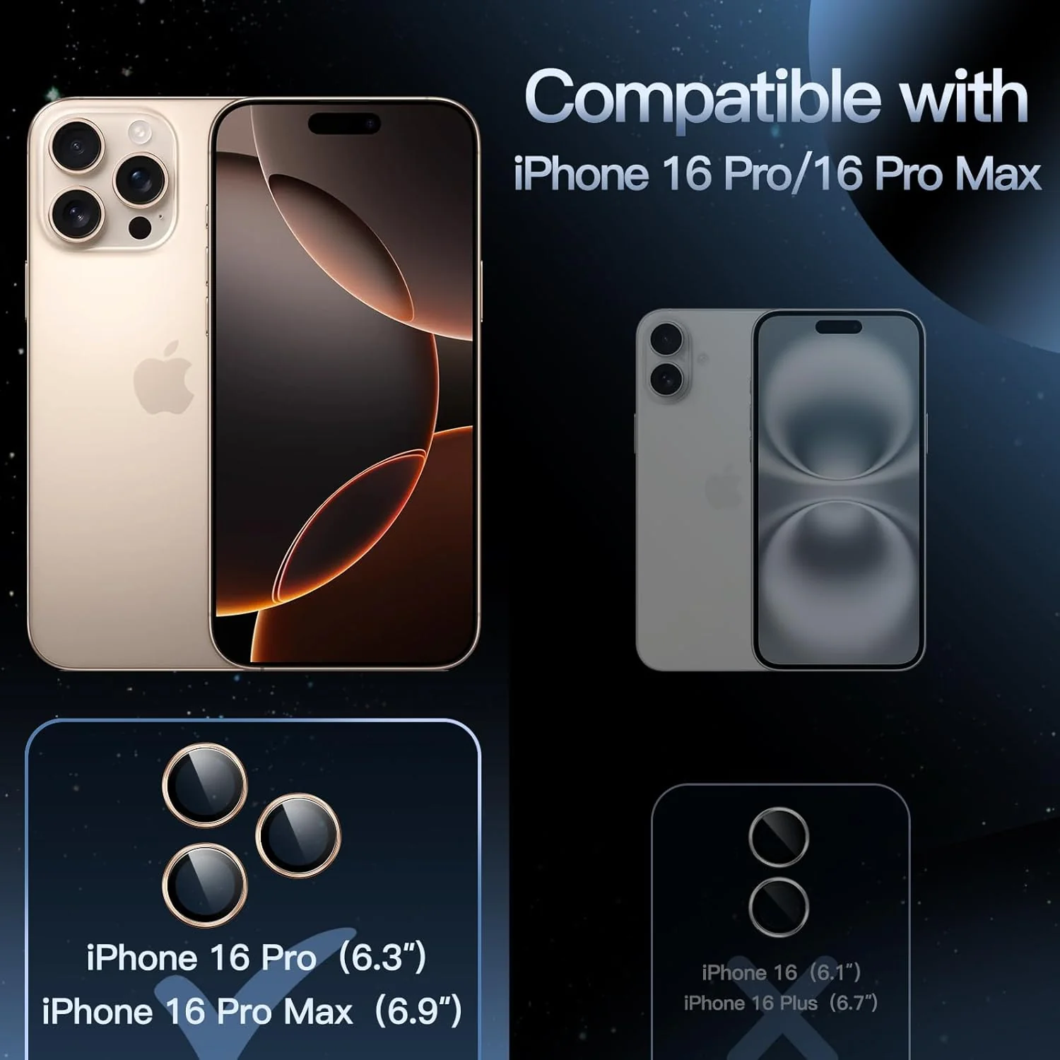 PROTECT iPhone 16 Pro Xzoom Lens Protector, Sapphire Glass, Alloy Material, Ultra Clear, Premium Finish, Brown, XIP16PBRN - Image 2