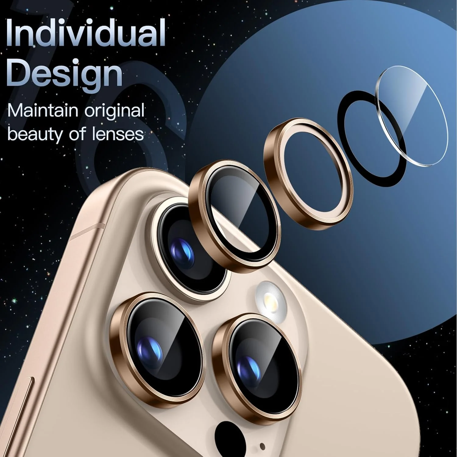 PROTECT iPhone 16 Pro Xzoom Lens Protector, Sapphire Glass, Alloy Material, Ultra Clear, Premium Finish, Brown, XIP16PBRN - Image 3