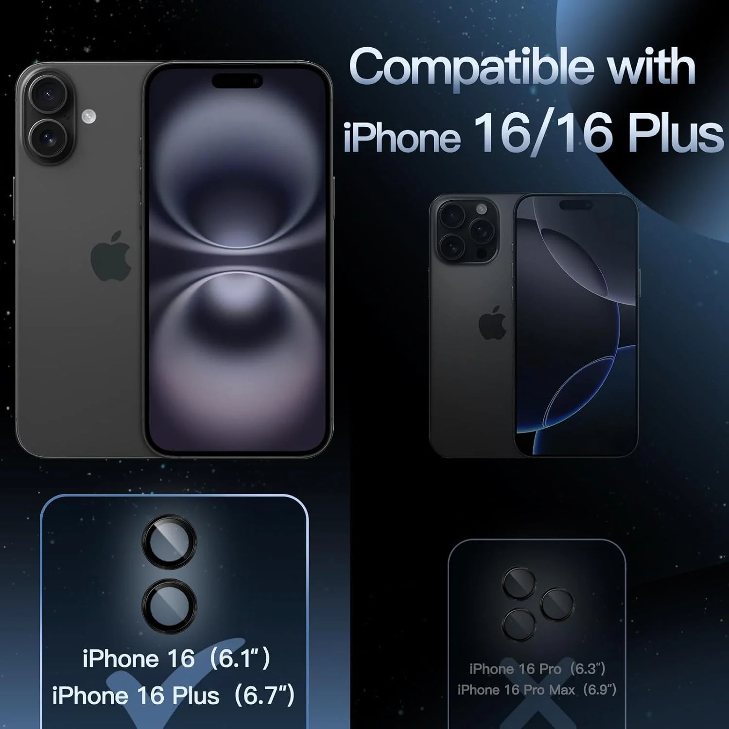 PROTECT  iPhone 16 Xzoom Lens Protector, Sapphire Glass, Alloy Material, Ultra Clear, Premium Finish, Black, XIP16BLK - Image 2