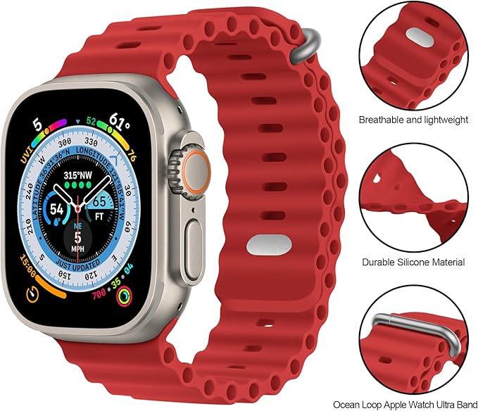 PROTECT  Ocean Band Watch Strap, For Apple Watch, 38/40/41mm, Red, OWS41RED - Image 3