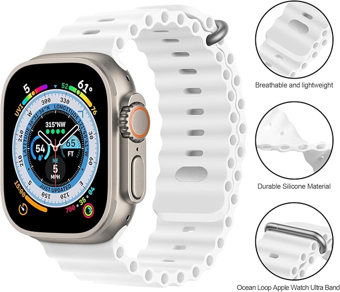 PROTECT  Ocean Band Watch Strap, For Apple Watch, 38/40/41mm, White, OWS41WHT - Image 3