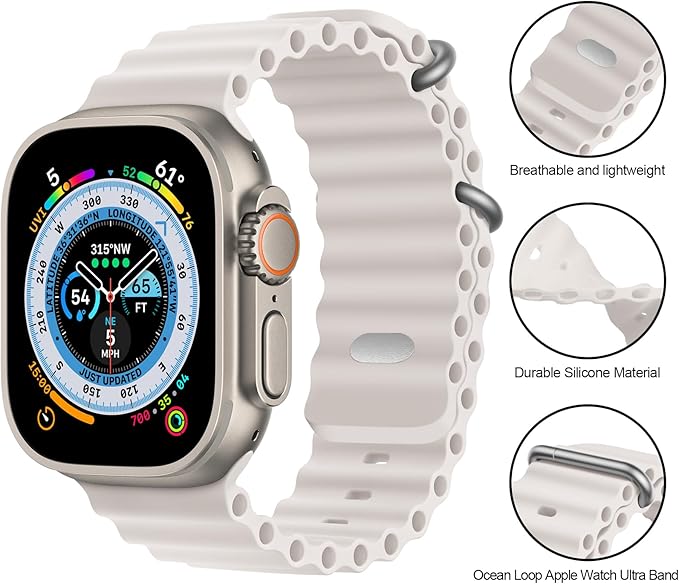 PROTECT  Ocean Band Watch Strap, For Apple Watch, 42/44/45/49mm, Gold, OWS49GLD - Image 3