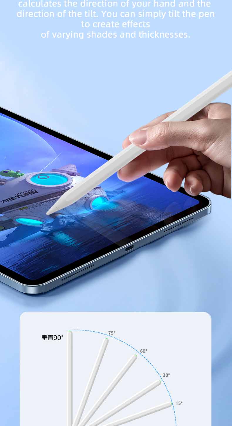 PROTECT  Palm Rejection Magnetic  iPad Pencil, With Charging Dock, Type C Cable Included, White, W12 - Image 4