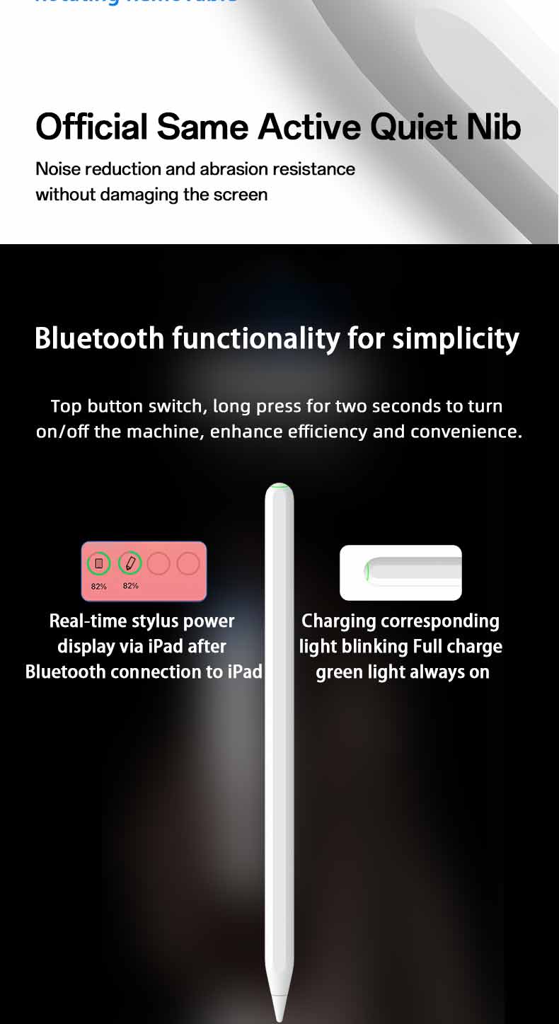 PROTECT  Palm Rejection Magnetic  iPad Pencil, With Charging Dock, Type C Cable Included, White, W12 - Image 6