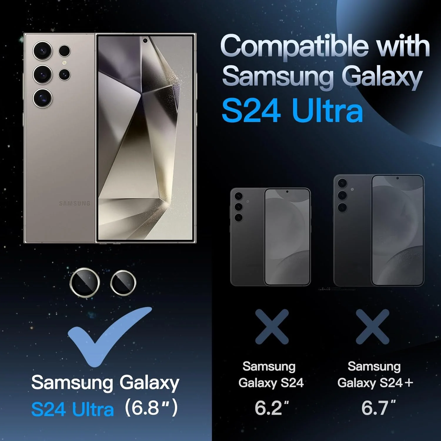 PROTECT Samsung S24 Ultra Xzoom Lens Protector, Sapphire Glass, Alloy Material, Ultra Clear, Premium Finish, Grey, XSMS24UGRY - Image 2