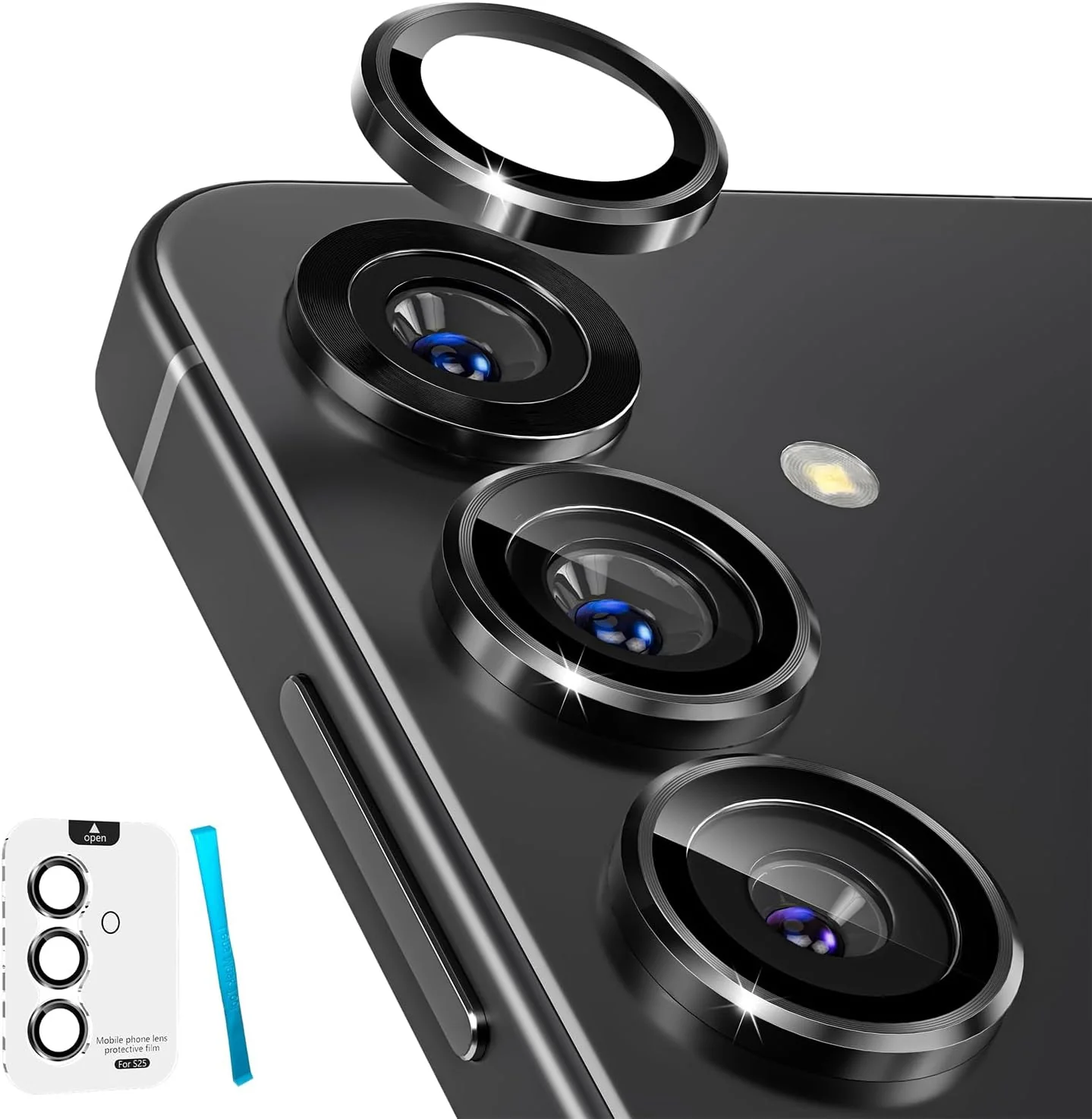 PROTECT Samsung S25 Plus Xzoom Lens Protector, Sapphire Glass, Alloy Material, Ultra Clear, Premium Finish, Black, XSMS25PBLK