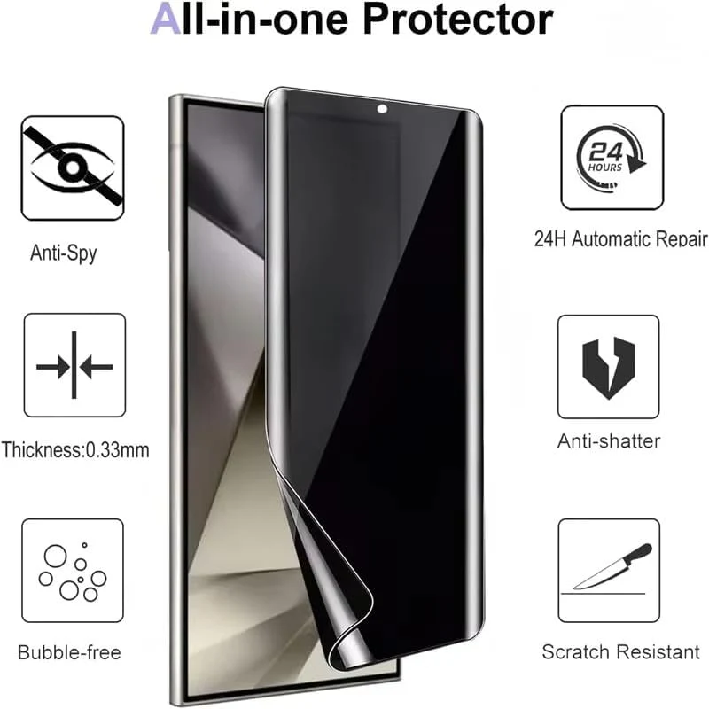 PROTECT  Samsung S25 Privacy Screen Protector,  9D Tempered Glass, Anti Scratch, Matte , Black, PSMS25 - Image 2