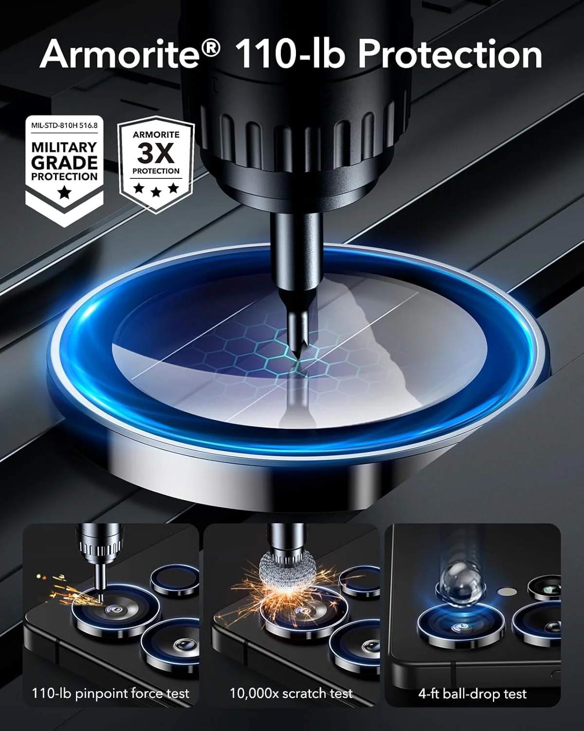 PROTECT  Samsung S25 Ultra Xzoom Lens Protector, Sapphire Glass, Alloy Material, Ultra Clear, Premium Finish, Black, XSMS25UBLK - Image 4