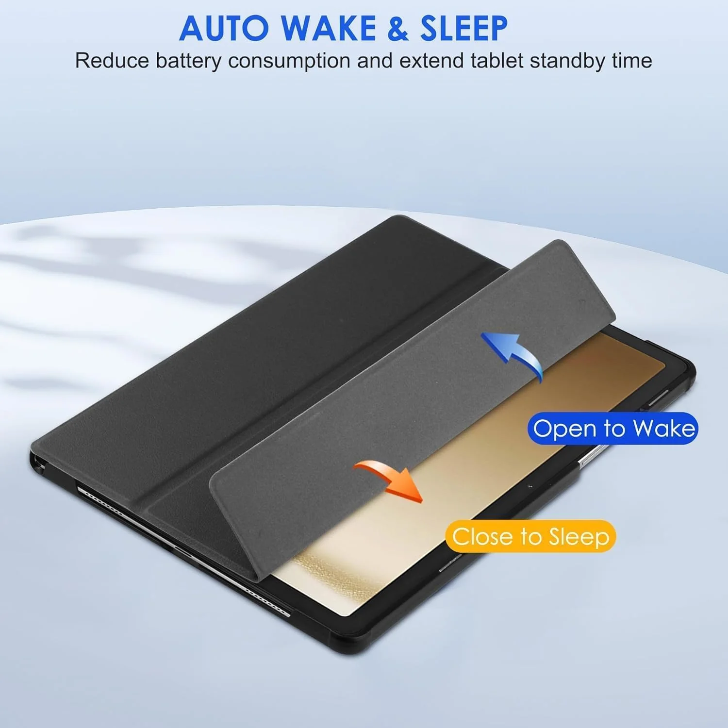 PROTECT  Samsung Tab A9 Plus Protective Tablet Cover, Silcon, Trifold Stand , Auto Wakeup Sleep, Pen Slot, Black, PSTA9PBLK - Image 3