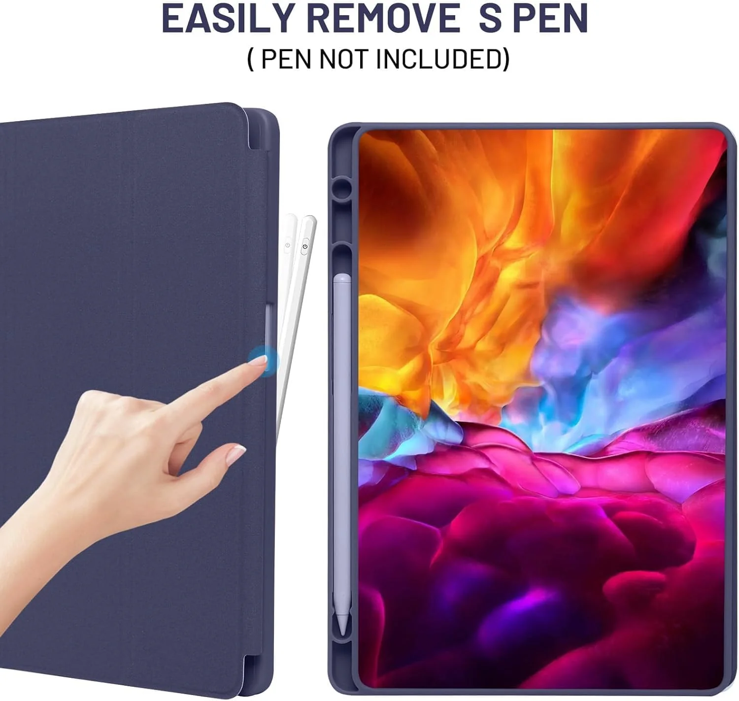 PROTECT  Samsung Tab A9 Plus Protective Tablet Cover, Silcon, Trifold Stand , Auto Wakeup Sleep, Pen Slot, Blue, PSTA9PBLU - Image 2