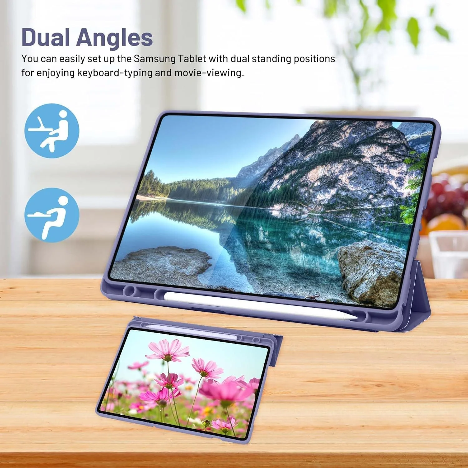 PROTECT  Samsung Tab A9 Plus Protective Tablet Cover, Silcon, Trifold Stand , Auto Wakeup Sleep, Pen Slot, Blue, PSTA9PBLU - Image 4