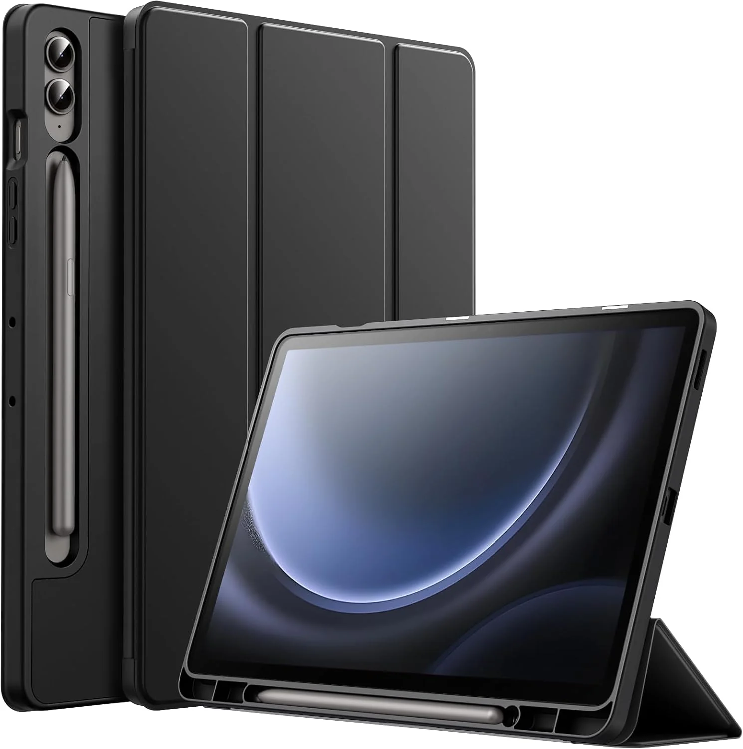 PROTECT  Samsung Tab S10 Plus Protective Tablet Cover, Silcon, Trifold Stand , Auto Wakeup Sleep, Pen Slot, Black, PSTS10PBLK