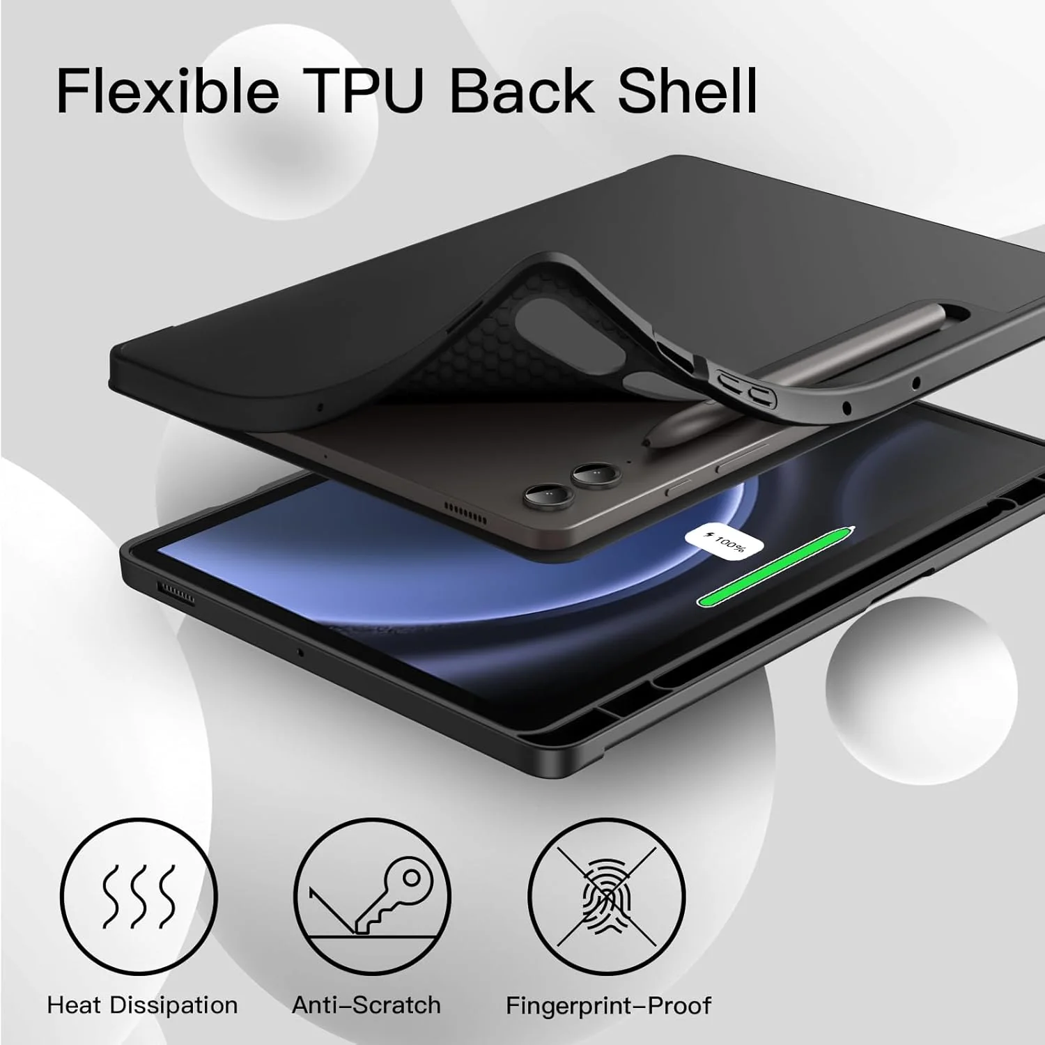 PROTECT  Samsung Tab S10 Plus Protective Tablet Cover, Silcon, Trifold Stand , Auto Wakeup Sleep, Pen Slot, Black, PSTS10PBLK - Image 3