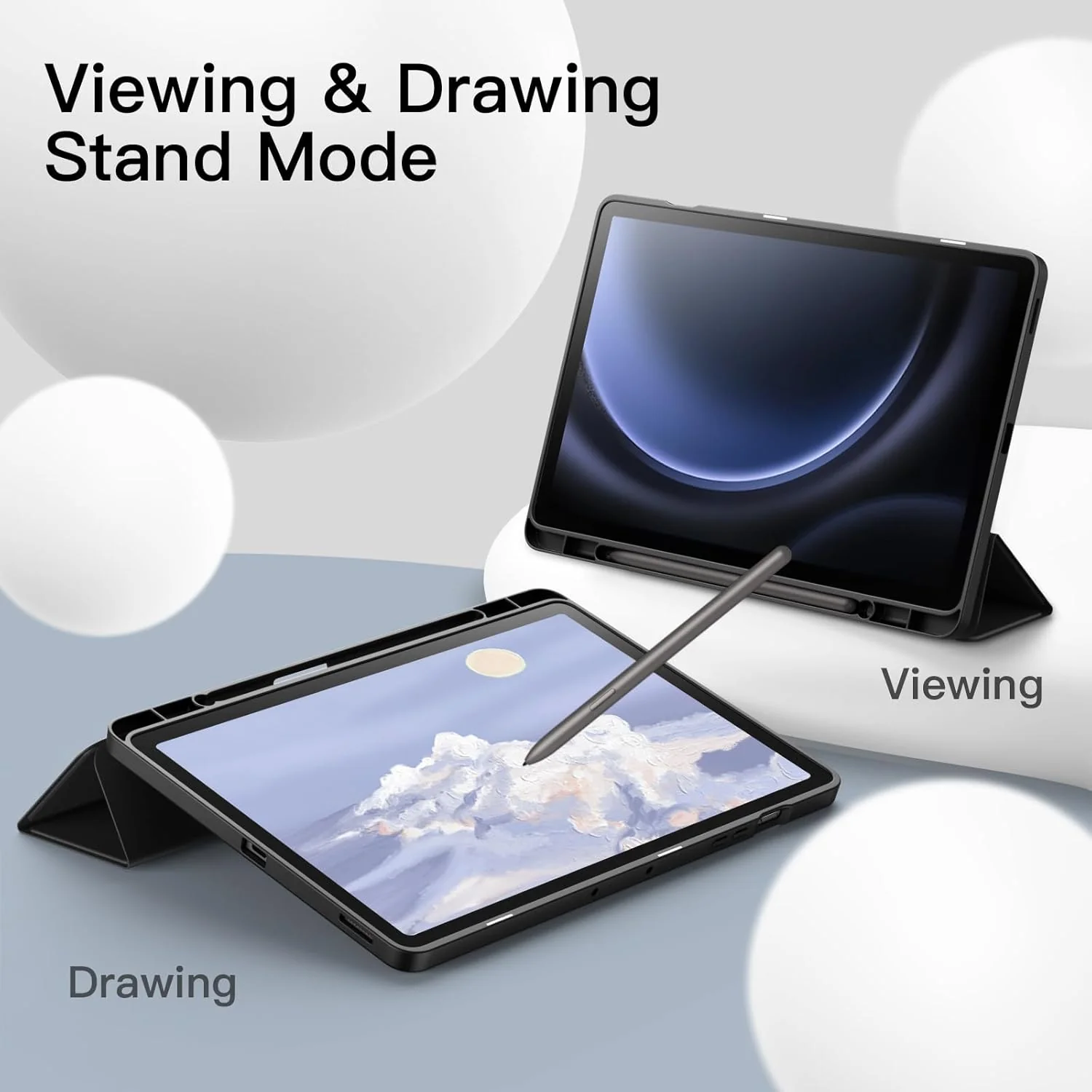 PROTECT  Samsung Tab S10 Plus Protective Tablet Cover, Silcon, Trifold Stand , Auto Wakeup Sleep, Pen Slot, Black, PSTS10PBLK - Image 5