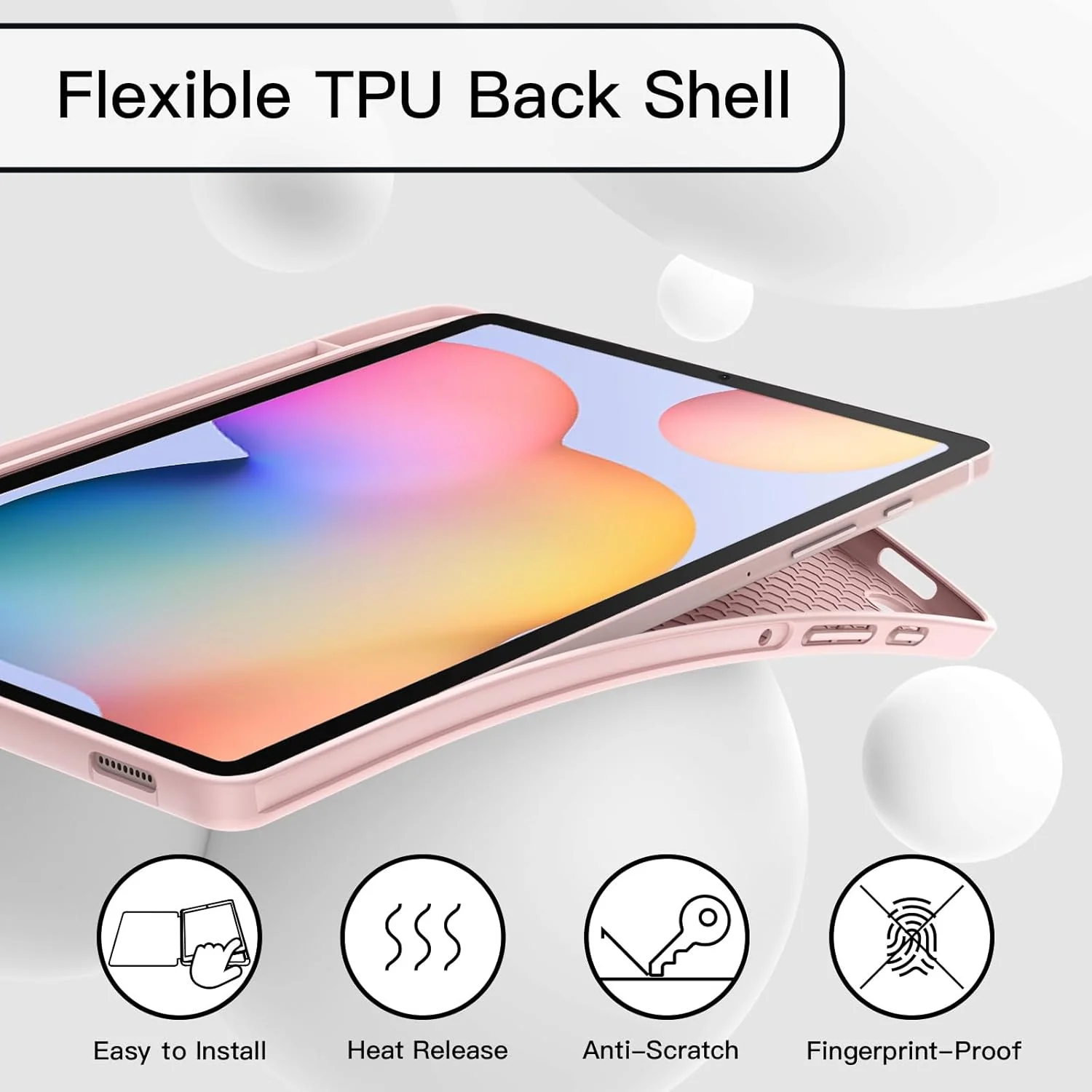 PROTECT Samsung Tab S6 Lite Protective Ipad Cover, Silcon, Trifold Stand , Auto Wakeup Sleep, Pen Slot, Pink, PSTS6LPNK - Image 2
