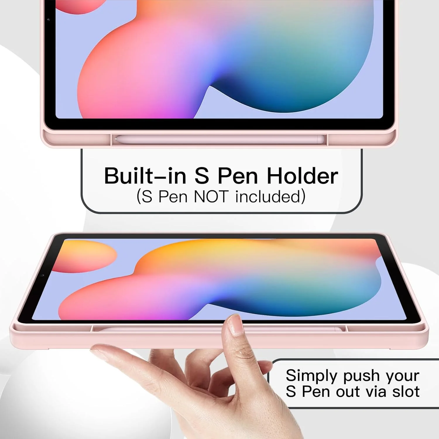 PROTECT Samsung Tab S6 Lite Protective Ipad Cover, Silcon, Trifold Stand , Auto Wakeup Sleep, Pen Slot, Pink, PSTS6LPNK - Image 4