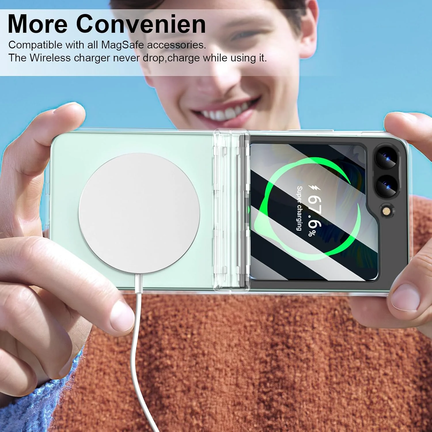 PROTECT  Samsung Z Flip 6 Magnetic Phone Case, Anti Scratch, Transparent, Protective, Clear, MSFLP6CLR - Image 5