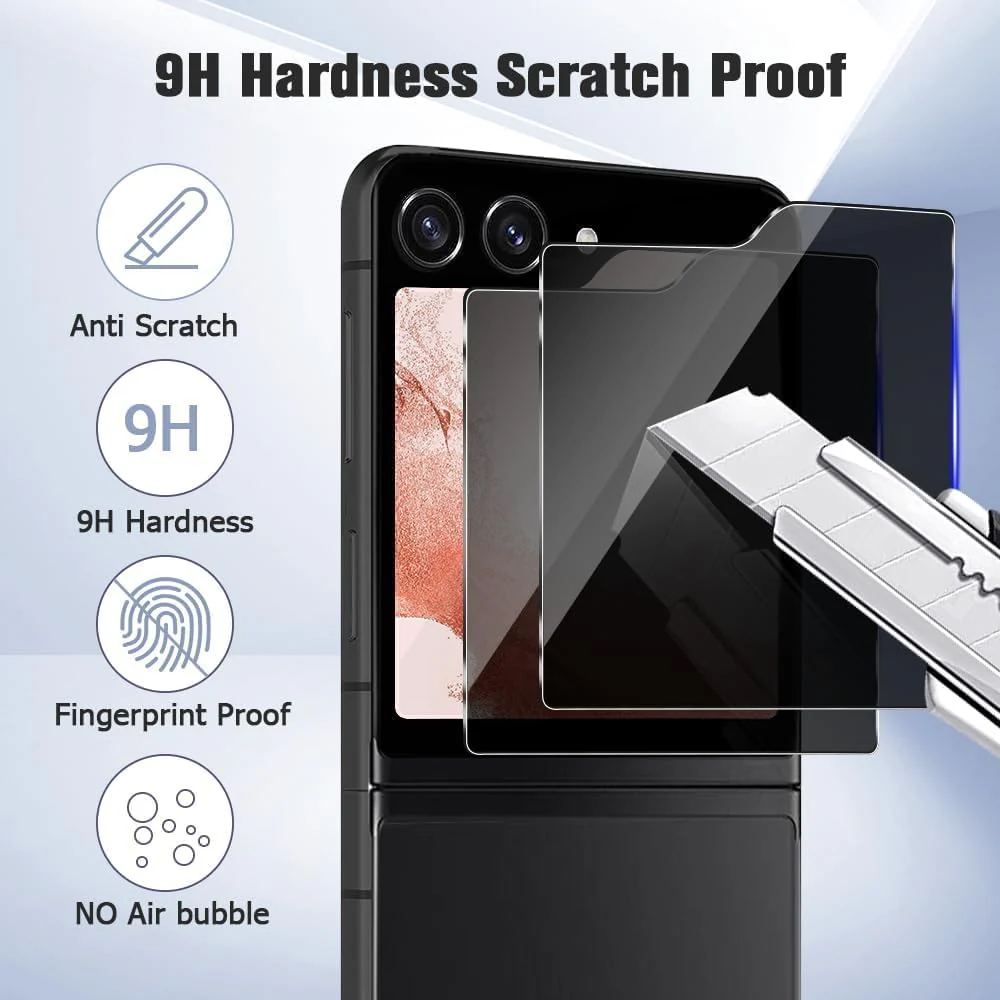 PROTECT  Samsung Z Flip 6 Privacy Screen Protector,  9D Tempered Glass, Anti Scratch, Matte , Black, PZFLP6 - Image 2