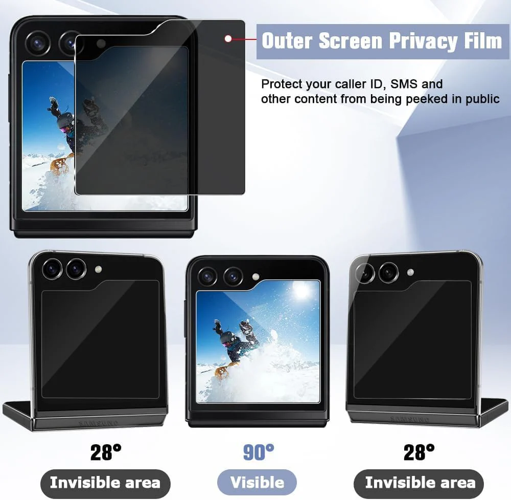 PROTECT  Samsung Z Flip 6 Privacy Screen Protector,  9D Tempered Glass, Anti Scratch, Matte , Black, PZFLP6 - Image 3