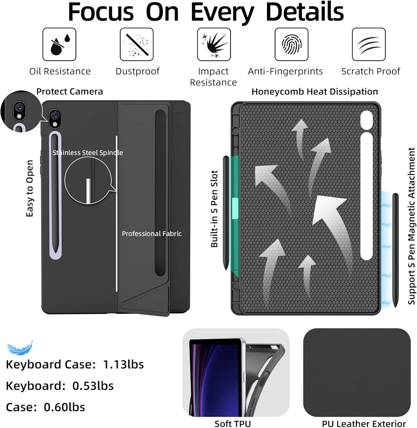 PROTECT  TAB S9 ULTRA Protective Tablet Keyboard, Bluetooth, With Trackpad, Backlit, Grey, HL118A-U - Image 4