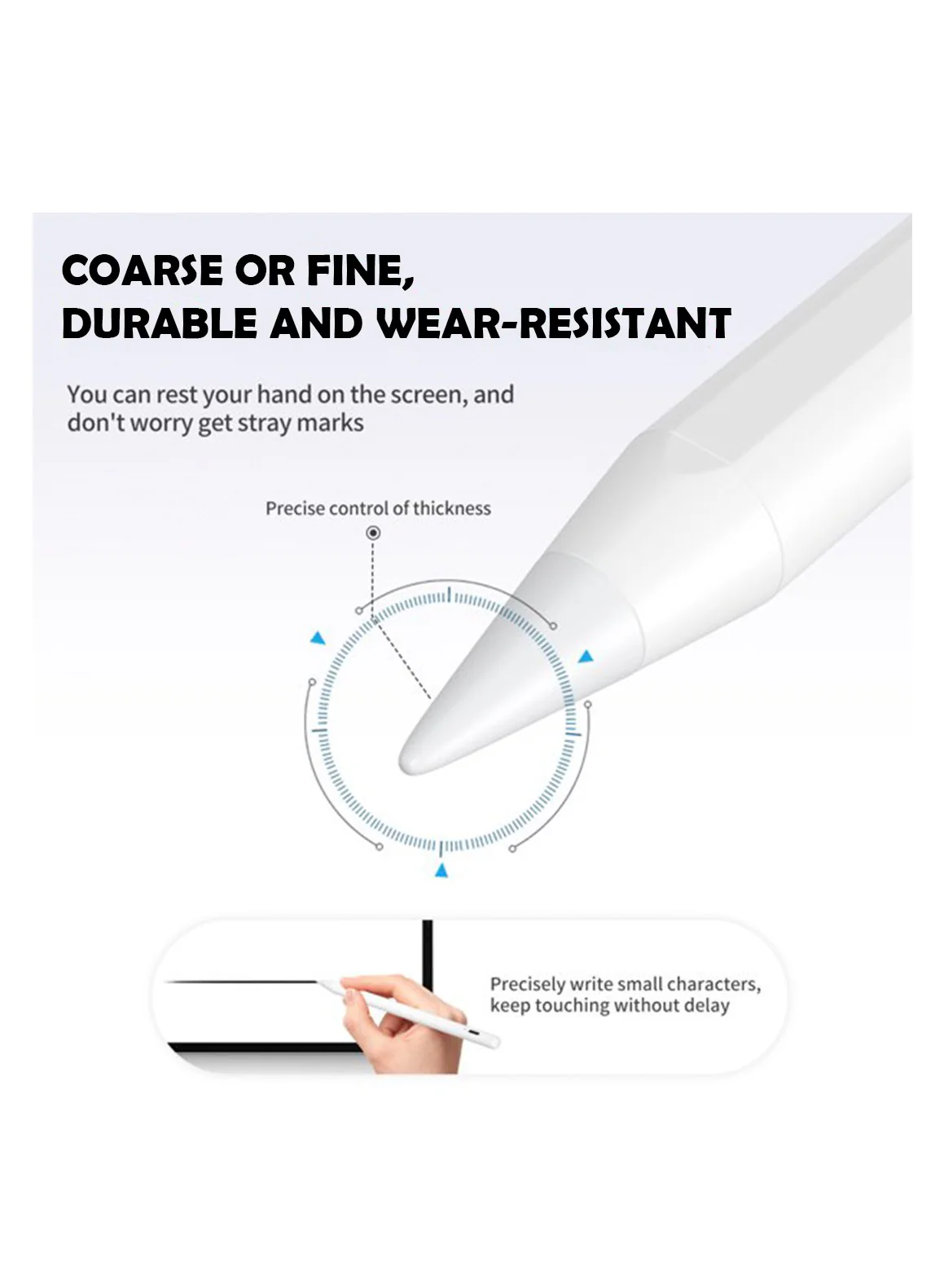 PROTECT Universal Pencil Stylus Pen, Type C Charging, With Type C Cable, White, PPK08 - Image 3