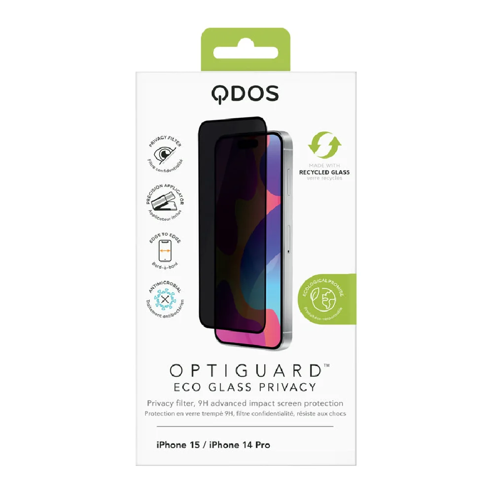 Qdos Optiguard Eco Glass Privacy Screen Protection for Apple iPhone 15  Clear - Image 6