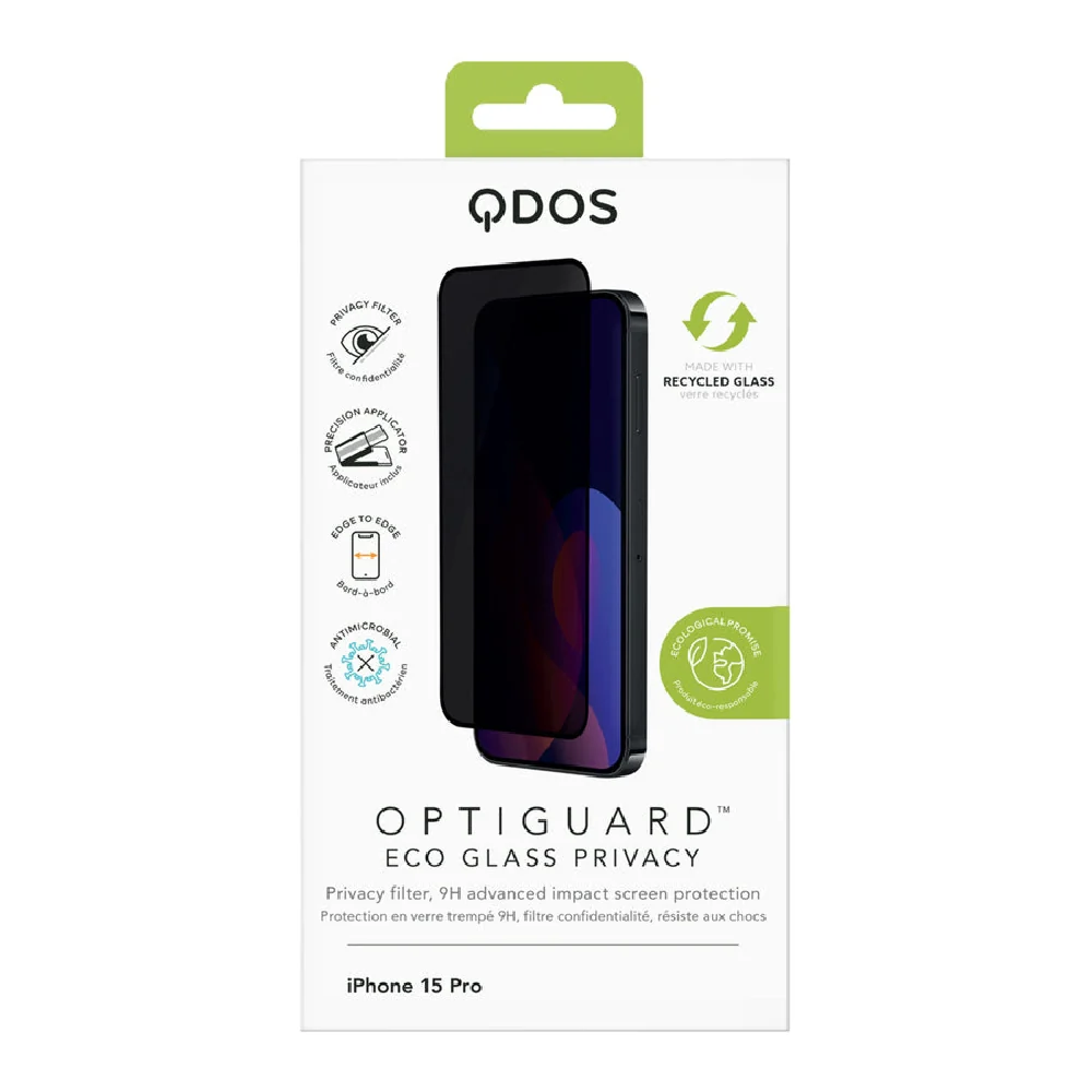 Qdos Optiguard Eco Glass Privacy Screen Protection for Apple iPhone 15 Pro Clear - Image 6