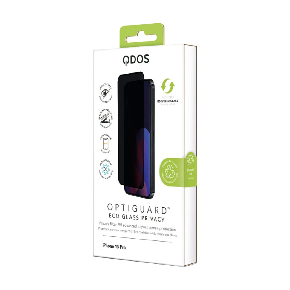 Qdos Optiguard Eco Glass Privacy Screen Protection for Apple iPhone 15 Pro Clear - Image 7