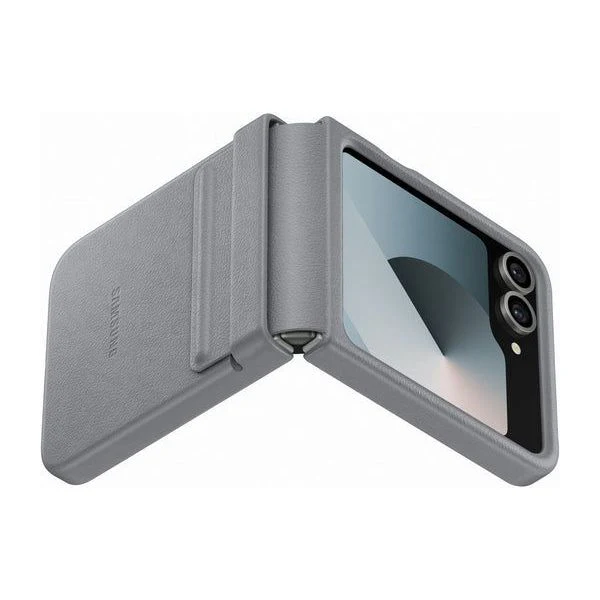 Samsung Flip6 Flap Vegan Leather Case Gray - Image 4
