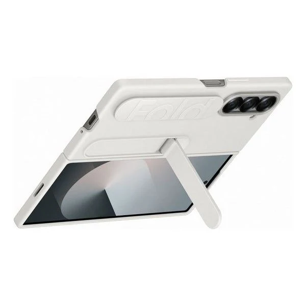 Samsung Fold6 Silicone Grip Case with Stand WHT - Image 2