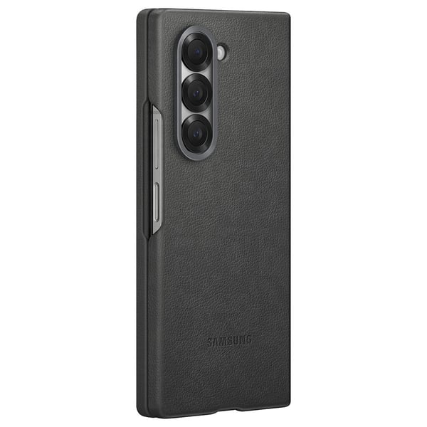 Samsung Fold6 Vegan Leather Case Gray - Image 3