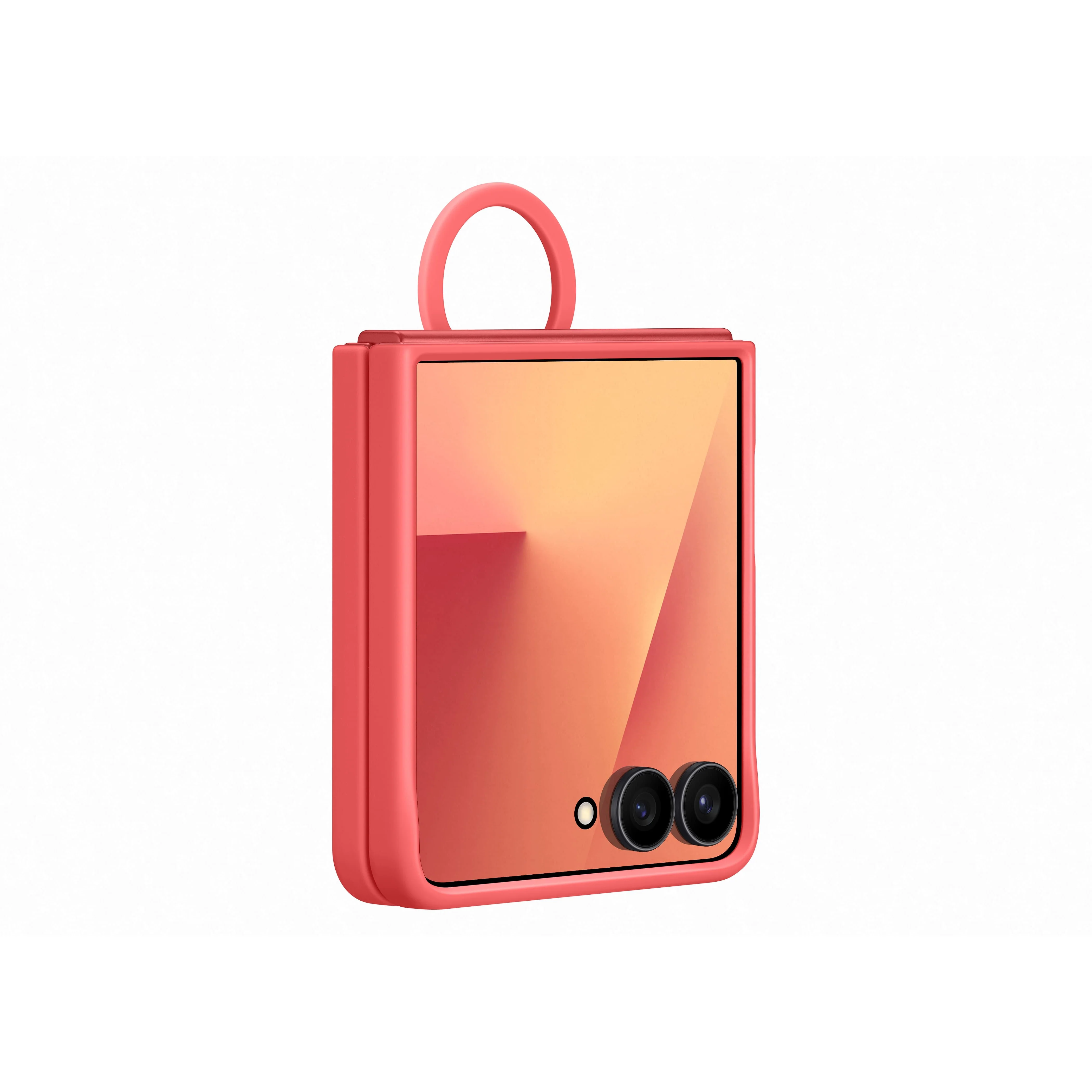 Samsung Galaxy Z Flip7 Silicone Ring Case, Coral Red - Image 3