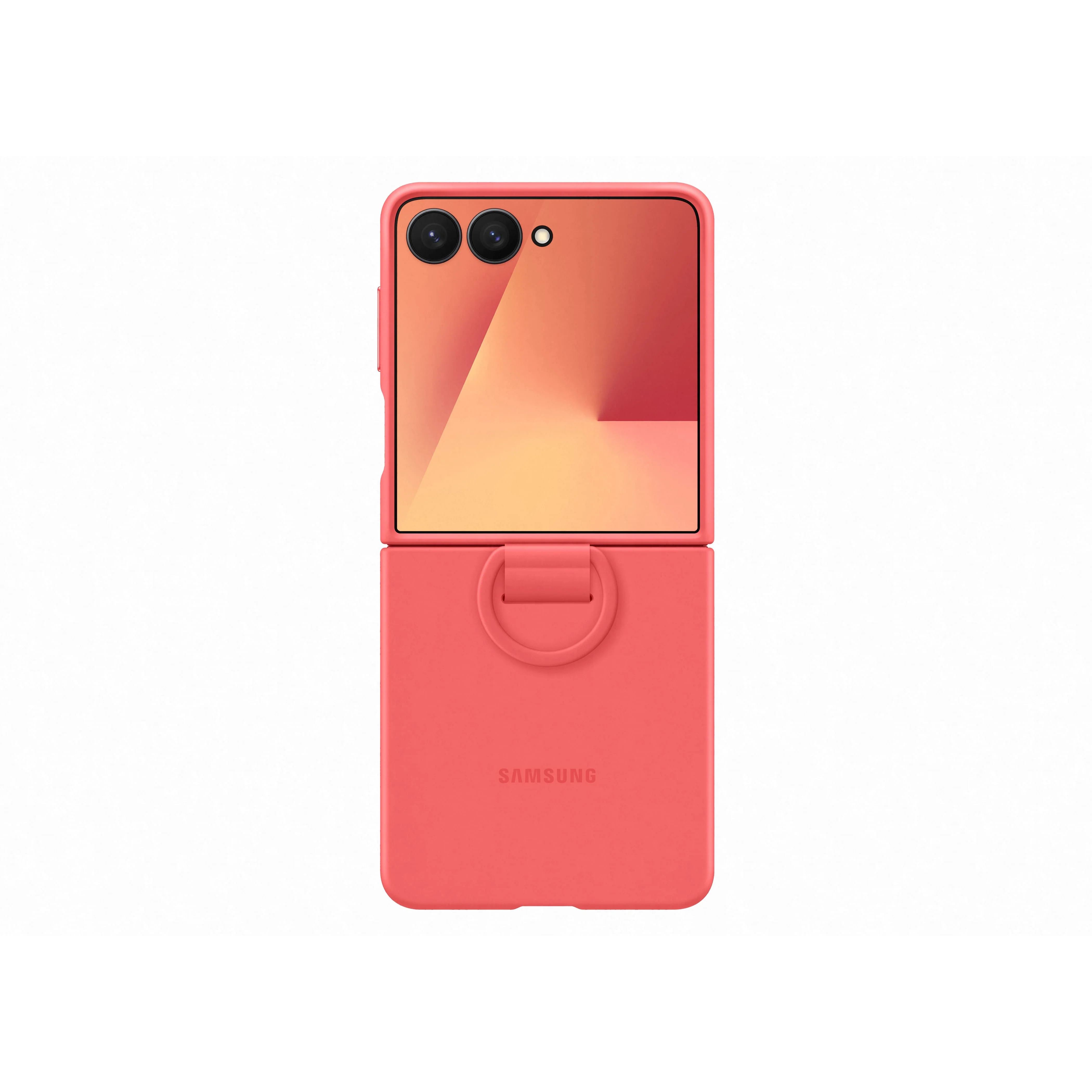 Samsung Galaxy Z Flip7 Silicone Ring Case, Coral Red - Image 4