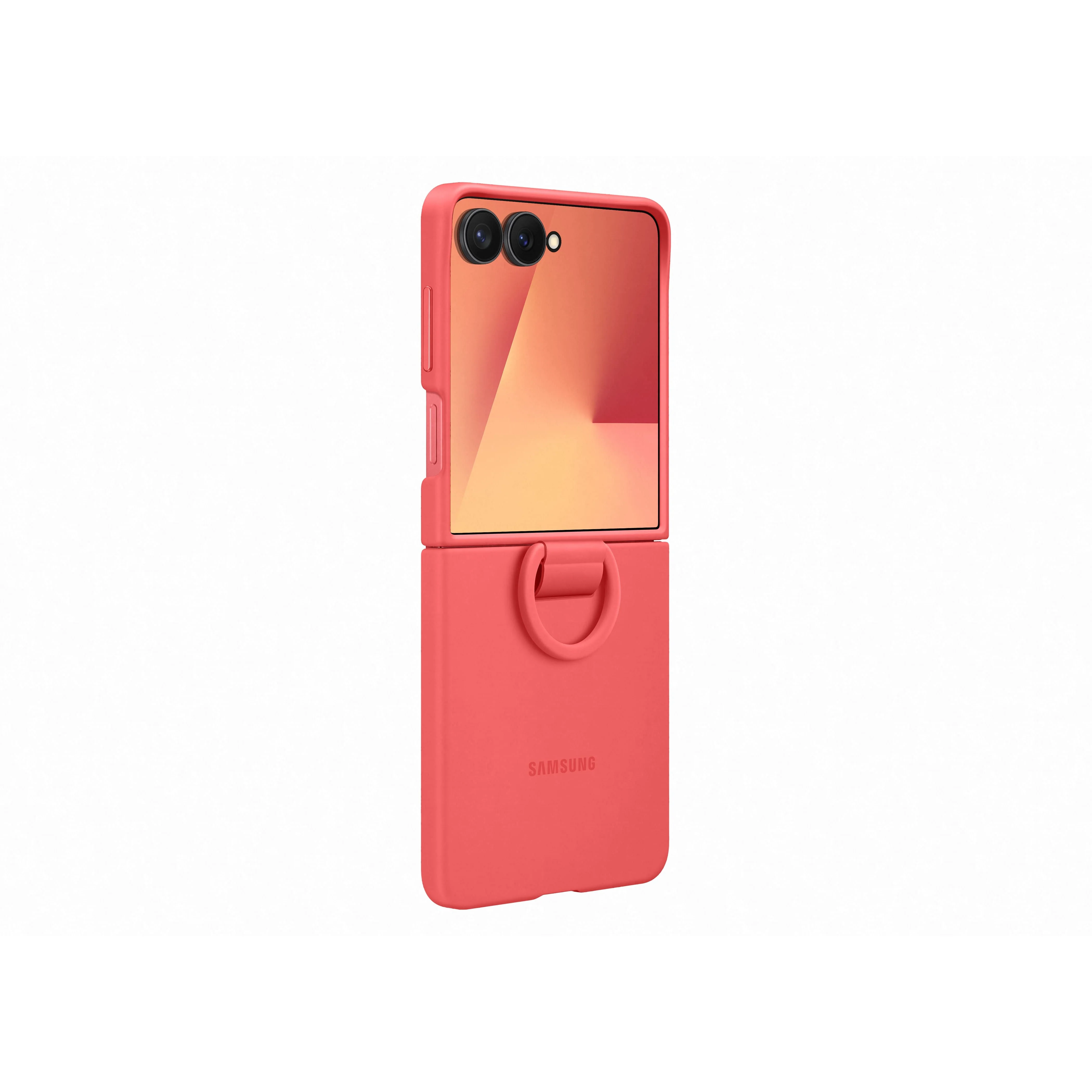 Samsung Galaxy Z Flip7 Silicone Ring Case, Coral Red - Image 5
